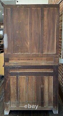 Antique Hutch Buffet China Cabinet Cupboard Oak Wood Original Vtg Hoosier Style