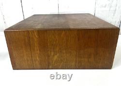 Antique Imperial 2 Drawer Oak Library Card File Index/ Vintage Wooden Recipe Box