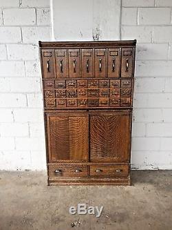 Antique Industrial Globe Wernicke 33 Drawer Office Filing Cabinet Jappaned