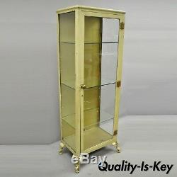 Antique Industrial Metal and Glass Medical Storage Dental Tall Bathroom Cabinet