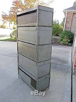 Antique Industrial Military Stackable Metal File Drawers Cabinet Steampunk