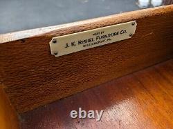 Antique J. K. Rishel Walnut One Drawer Stand Side Table 1948 Stamp Made in PA