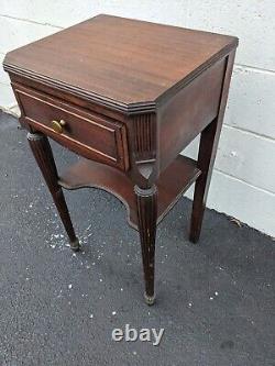 Antique J. K. Rishel Walnut One Drawer Stand Side Table 1948 Stamp Made in PA