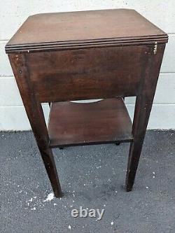 Antique J. K. Rishel Walnut One Drawer Stand Side Table 1948 Stamp Made in PA