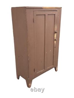 Antique Jelly Milk Cupboard Cabinet 1 Door Primitive Old Paint Cut Out Feet Pa
