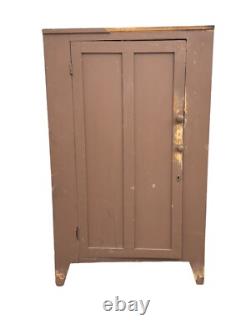 Antique Jelly Milk Cupboard Cabinet 1 Door Primitive Old Paint Cut Out Feet Pa