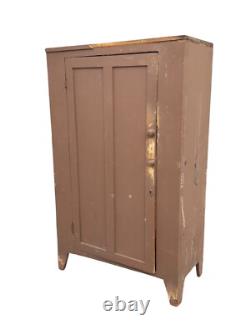 Antique Jelly Milk Cupboard Cabinet 1 Door Primitive Old Paint Cut Out Feet Pa