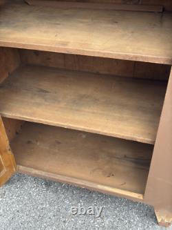 Antique Jelly Milk Cupboard Cabinet 1 Door Primitive Old Paint Cut Out Feet Pa