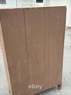 Antique Jelly Milk Cupboard Cabinet 1 Door Primitive Old Paint Cut Out Feet Pa