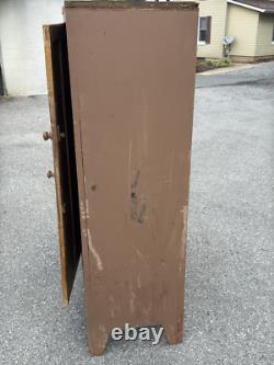 Antique Jelly Milk Cupboard Cabinet 1 Door Primitive Old Paint Cut Out Feet Pa