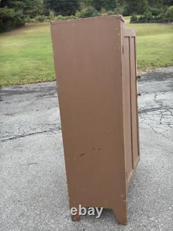 Antique Jelly Milk Cupboard Cabinet 1 Door Primitive Old Paint Cut Out Feet Pa