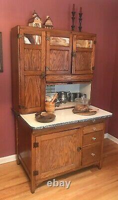 Antique Kitchen Furniture Early 1900s All Original Sellers Oak Hoosier Cabinet