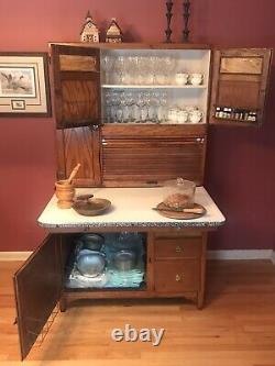 Antique Kitchen Furniture Early 1900s All Original Sellers Oak Hoosier Cabinet