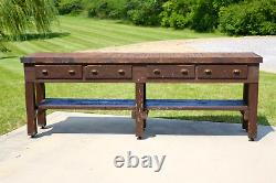 Antique Kitchen Island Apothecary Drawer Wood Counter Vintage workbench table