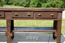 Antique Kitchen Island Apothecary Drawer Wood Counter Vintage workbench table