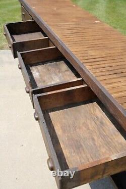 Antique Kitchen Island Apothecary Drawer Wood Counter Vintage workbench table