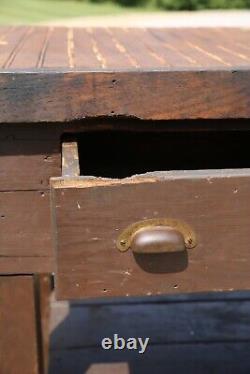 Antique Kitchen Island Apothecary Drawer Wood Counter Vintage workbench table