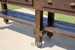 Antique Kitchen Island Apothecary Drawer Wood Counter Vintage workbench table