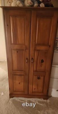 Antique Knotted Pine Chiefferobe Cabinet