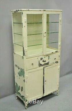 Antique Kny Scheerer Steel Metal Glass Medical Dental Pharmacy Bathroom Cabinet