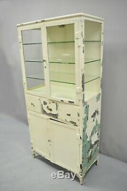 Antique Kny Scheerer Steel Metal Glass Medical Dental Pharmacy Bathroom Cabinet