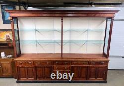 Antique Large 10' Foot Mercantile Bar Pharmacy Store Display Cupboard Cabinet
