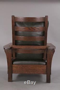Antique Large Arts And Crafts Mission Morris Chair Circa 1910 Quarter Sawn Oak
