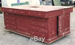 Antique Large Kitchen Island Distressed White Cottage Cabinet