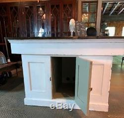 Antique Large Kitchen Island Distressed White Cottage Cabinet