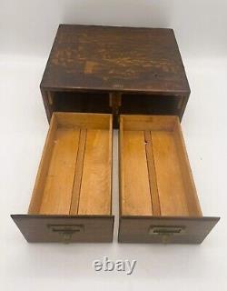 Antique Large Macy Oak 2 Drawer Dovetailed File Box