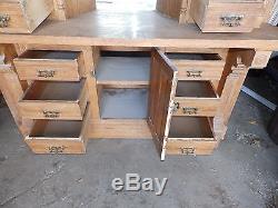Antique Large Oak Recessed Buffet Cabinet Cupboard Server Old Victorian 4182-15