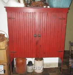 Antique Large PRIMITIVE PAINTED JELLY CUPBOARD Rustic Farmhouse Pantry Cabinet