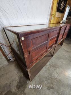 Antique Large Victorian Apothecary Country Store Counter Display Cabinet withBase