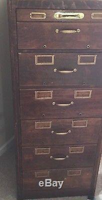 Antique Legal Size Oak File Cabinet Original Hardware 7 Drawers Untouched