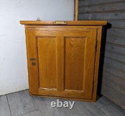 Antique Leonard Peterson & Co. Oak Wood Wall Key Tool Cabinet Box w Door