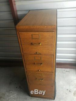 Antique Library Bureau Sole Maker 4 Drawer Quarter Sawn Tiger Oak File Cabinet