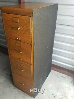 Antique Library Bureau Sole Maker 4 Drawer Quarter Sawn Tiger Oak File Cabinet