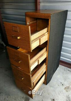 Antique Library Bureau Sole Maker 4 Drawer Quarter Sawn Tiger Oak File Cabinet