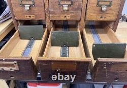 Antique Library Card Catalog 9-Drawer Cabinet