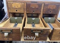 Antique Library Card Catalog 9-Drawer Cabinet