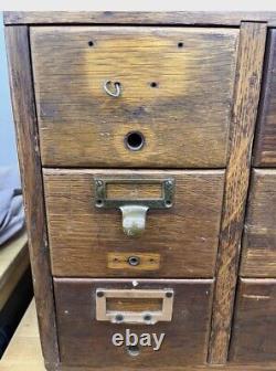 Antique Library Card Catalog 9-Drawer Cabinet