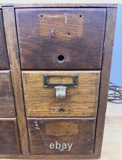 Antique Library Card Catalog 9-Drawer Cabinet