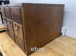 Antique Library Card Catalog 9-Drawer Cabinet