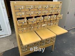 Antique Library Card Catalog Cabinet 60 Drawer Maple Very Good Condition