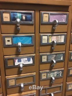 Antique Library Card Catalog Cabinet 60 Drawer solid wood