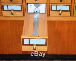 Antique Library Card Catalog Cabinet 72 Drawer solid maple and brass