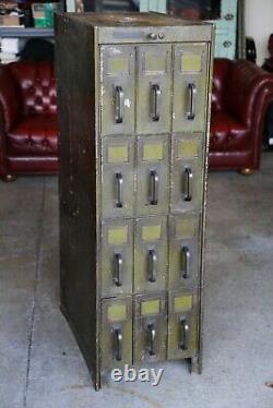 Antique Library Card Catalog Metal File Cabinet Apothecary Industrial Office