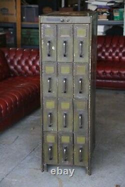 Antique Library Card Catalog Metal File Cabinet Apothecary Industrial Office