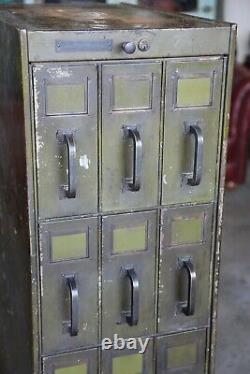 Antique Library Card Catalog Metal File Cabinet Apothecary Industrial Office