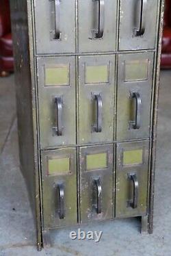 Antique Library Card Catalog Metal File Cabinet Apothecary Industrial Office